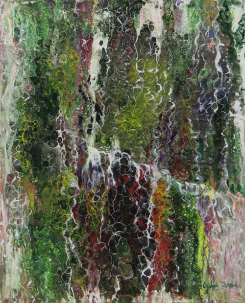 waterfall acrylic pour 10x8in Julie Drew
