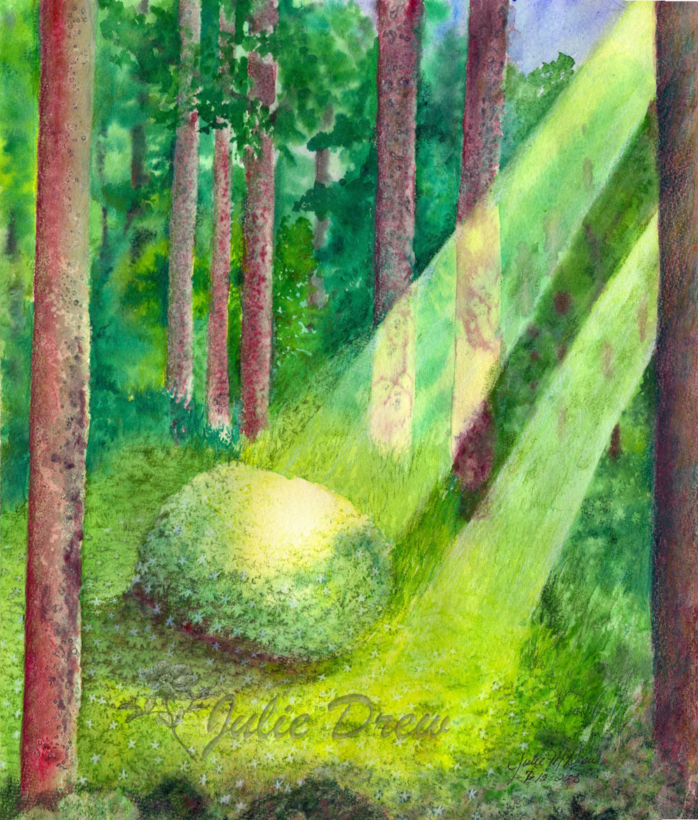The Holy Place, Watercolor and Color pencil painting by Julie Drew