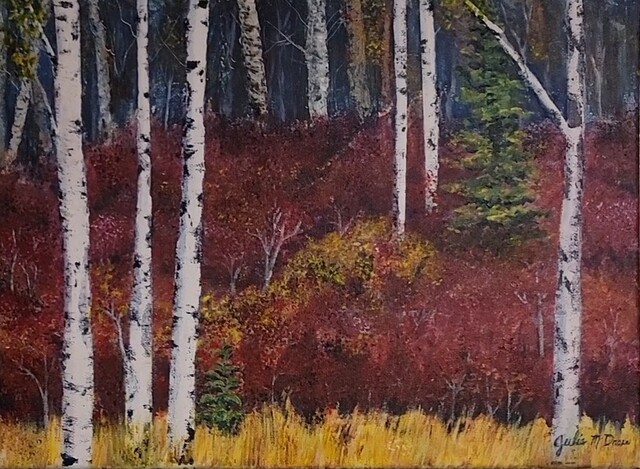 EyeCatchingRed acrylic on canvas 12x16in Julie Drew