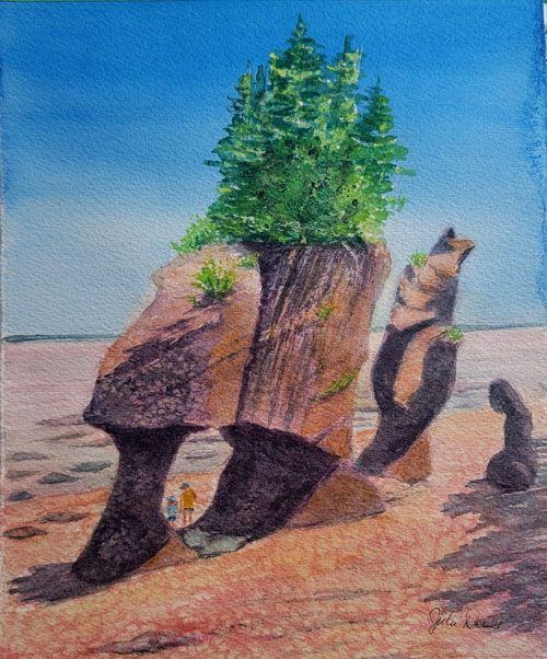 Hopewell Rocks-the Flower Pots-watercolor 8x10 in