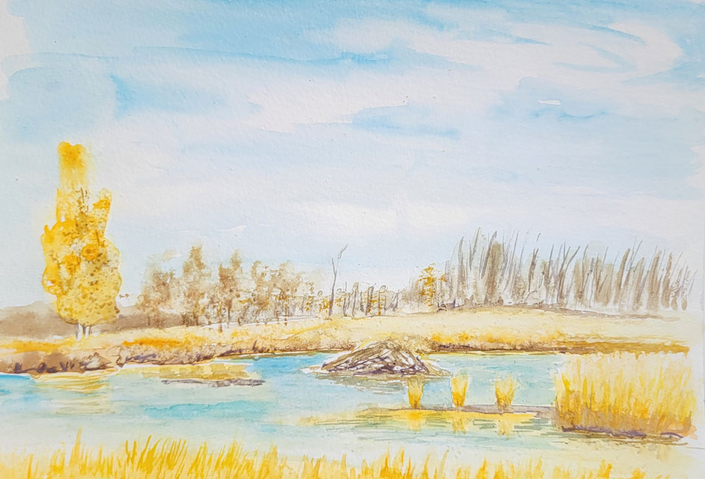 ElkIsland Hayburgertrail watercolor 7x9in