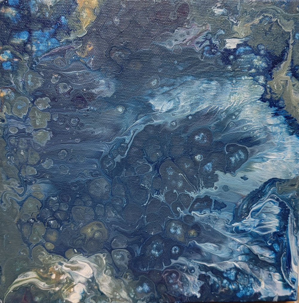 Water - acrylic pouring 8x8in