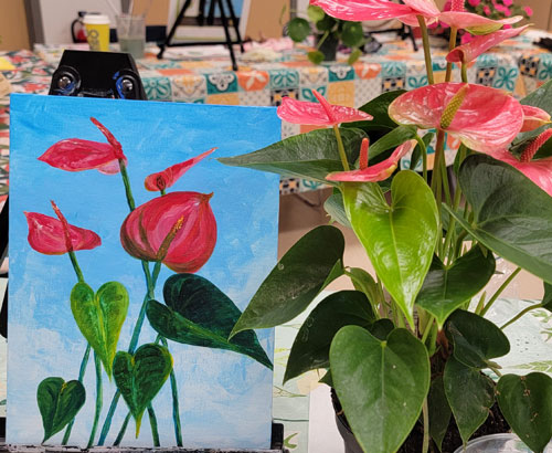 painting flowers acrylic