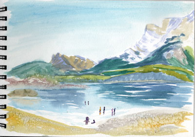 sketch Abraham Lake in January julie drew