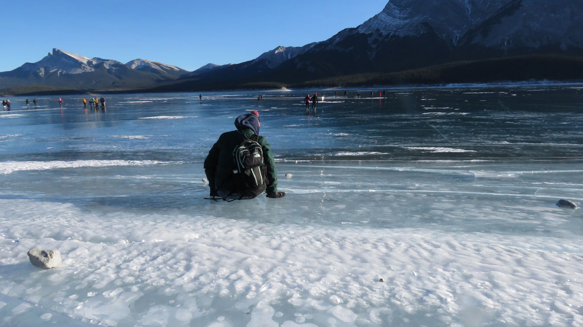 slideof ice to lake