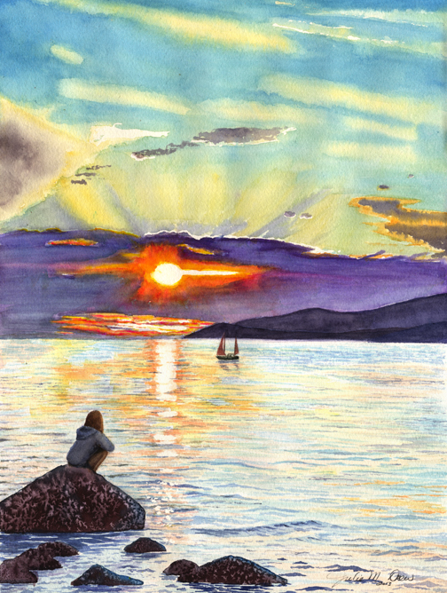 waiting for tomorrow, watercolor, 14in x 11in