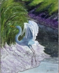 Egret Landing, Watercolor on board, 7 x 9 in, artist, Julie Drew