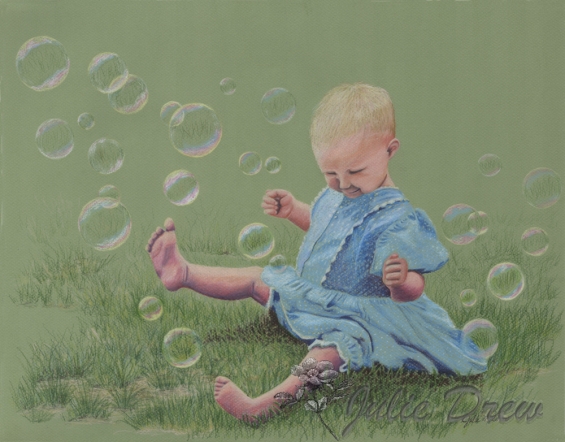 Bubbles, Color Pencil Painting, 